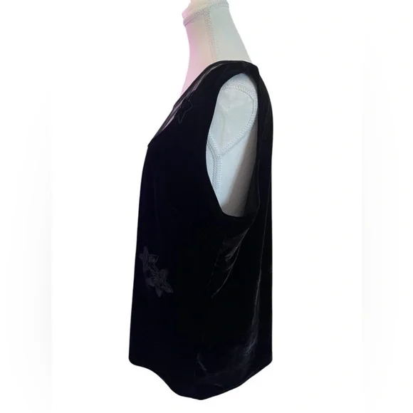 2000s Y2K Witchy Blouse Black Velvet Fairy Grunge Slinky 1X Whimsigoth Victorian - Picture 6 of 11